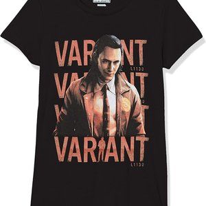 MARVEL Girls Black T-Shirt XS Loki Variant Poster Tee Short Sleeve NEW
